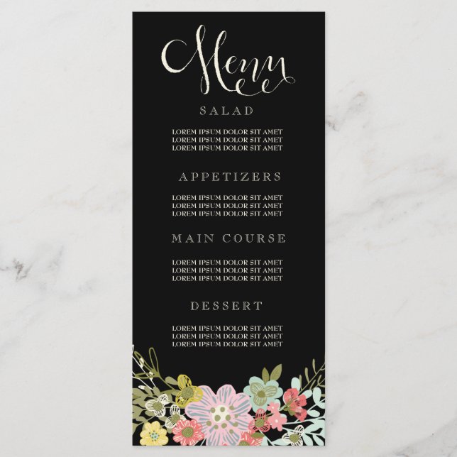 Cartes de menu Floral Garden Wedding (Devant)