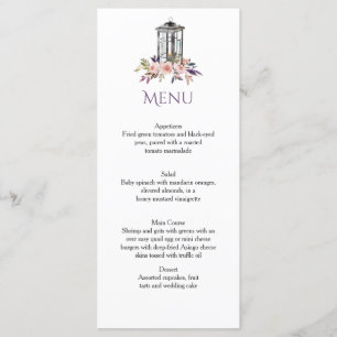 Cartes de menu florales de la lanterne de fer rust