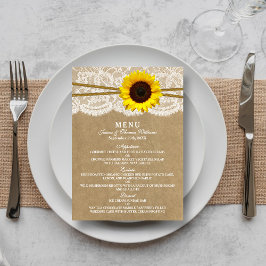 Cartes de menu Kraft, dentelle et collection de to