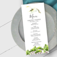 Cartes de menu mariage Aquarelle Héron blanc
