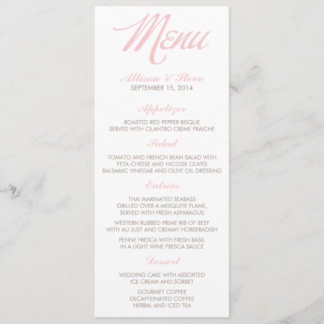 Cartes de menu Mariage Chic Zigzags (Devant)
