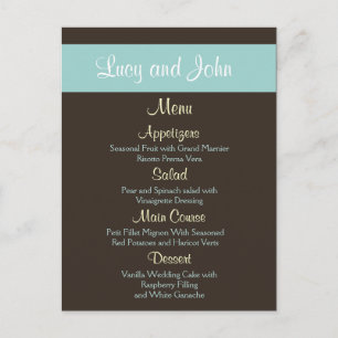 Cartes de menu Mariage chocolat