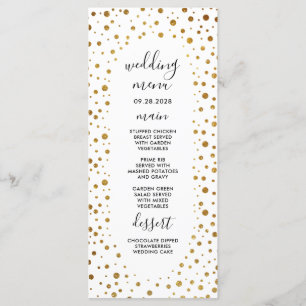 Cartes de menu Mariage Confetti Blanc et Or