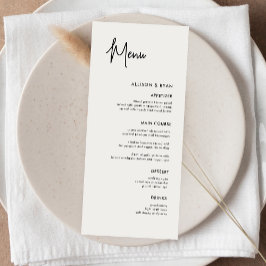 Cartes de menu Mariage de calligraphie moderne