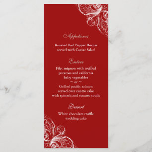 Cartes de menu mariage Élégant Monogramme Rouge Bl