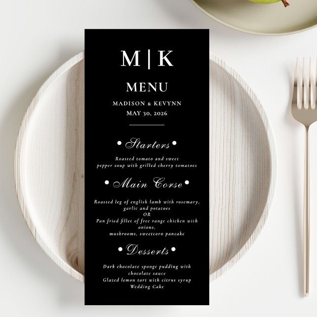 Cartes de menu mariage élégantes (Créateur téléchargé)