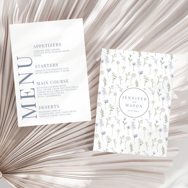Cartes de menu mariage fleur sauvage fleuris (Créateur téléchargé)