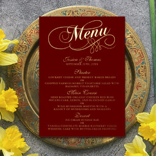 Cartes de menu Mariage habillées en huile réelle