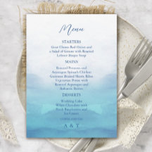 Cartes de menu Mariage mer