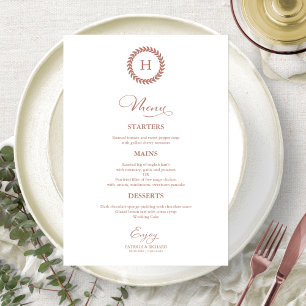 Cartes de menu Mariage Monogramme Rose Gold