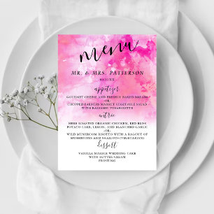 Cartes de menu Mariage Ombre Aquarelle - Rose