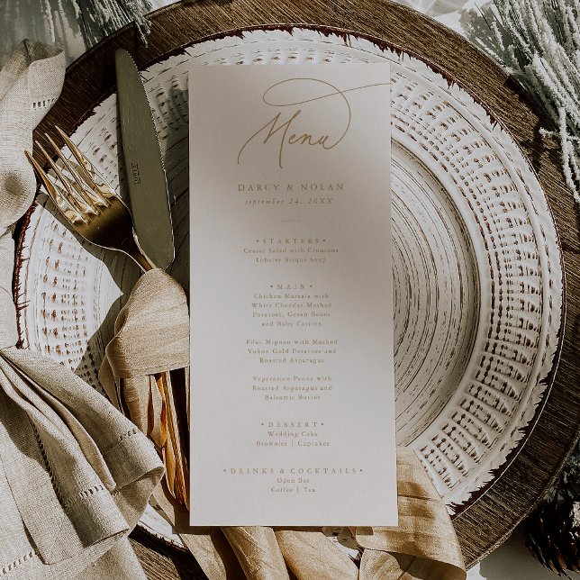 Cartes de menu Mariage or et ivoire de charme élég (Créateur téléchargé)