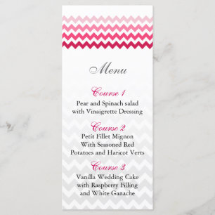 Cartes de menu mariage Pink Ombre du chevron