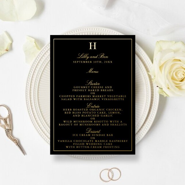 Cartes de menu Mariage Pressé Classic Real Foil (Créateur téléchargé)