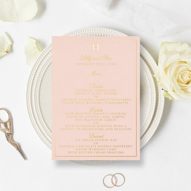 Cartes de menu Mariage Pressé Classic Real Foil (Créateur téléchargé)