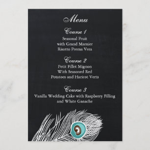 Cartes de menu mariage vintage Chalkboard paon