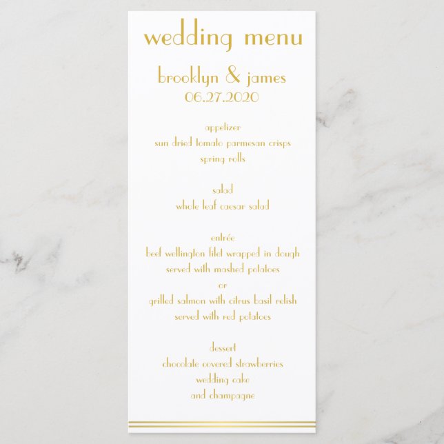Cartes De Menu Mariages Gatsby Grandes Et Blanches (Devant)