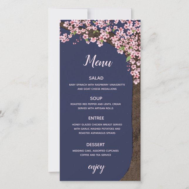 Cartes de menu ou de programme Fleurs de cerisier  (Devant)