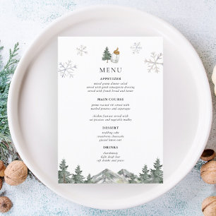 Cartes de menu pour Baby Shower hivernal avec pin