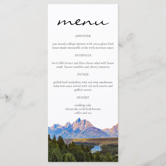 Cartes de menu Rustic Mountain (Devant)