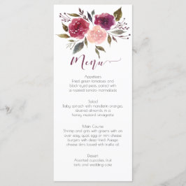Cartes de menu Rustique Aquarelle Bourgogne Rose F