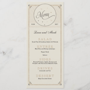 Cartes de menu vintage Black and Gold Night Sky