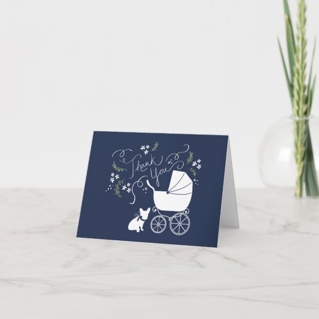 Cartes de Merci de baby shower de bouledogue (Devant)