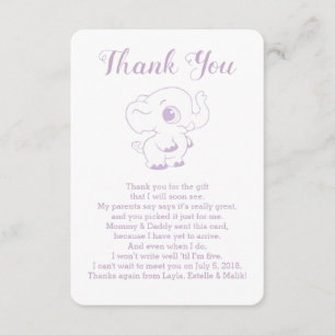 Cartes de Merci de baby shower d'éléphant
