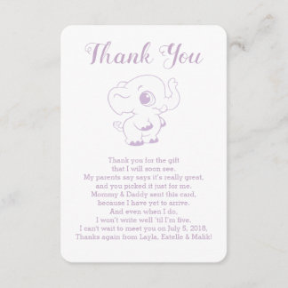 Cartes de Merci de baby shower d'éléphant