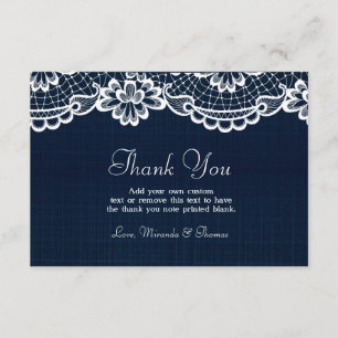 Cartes de Merci de dentelle et de denim de pays