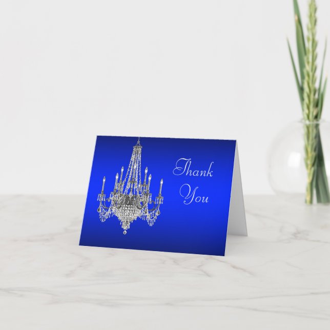 Cartes de Merci de lustre de bleu royal (Devant)