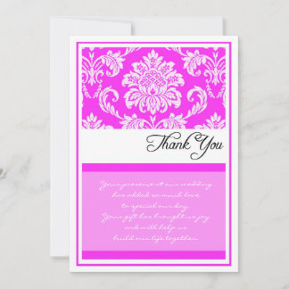 Cartes de Merci de mariage damassé de roses indien
