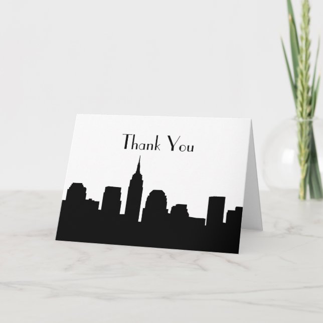 Cartes de Merci de mariage d'horizon de NYC (Devant)