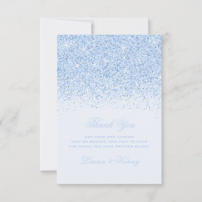 Cartes de Merci de parties scintillantes de bleus (Devant)