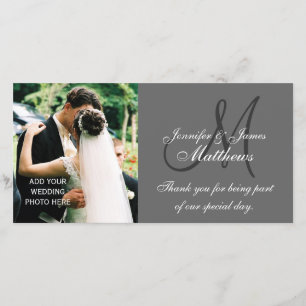 Cartes de Merci de photo de mariage avec le