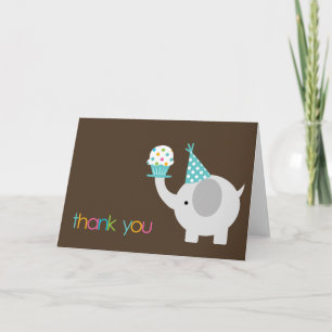 Cartes de Merci d'éléphant et de petit gâteau