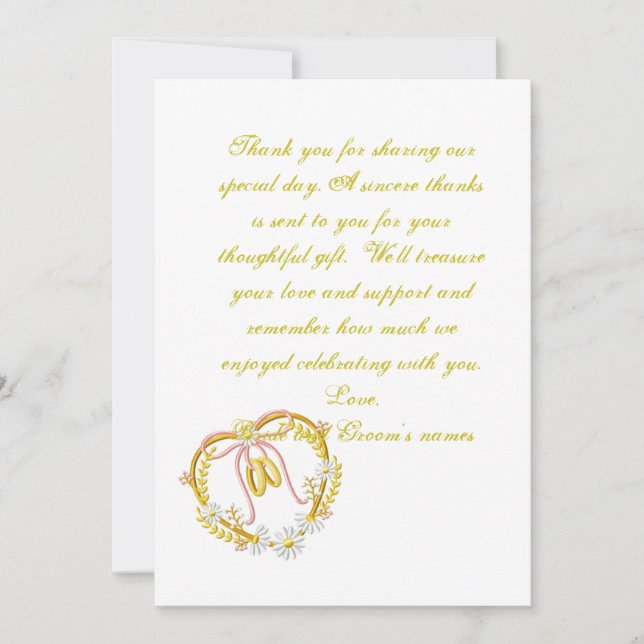Cartes de Merci Heart of Gold Mariage (Devant)