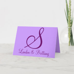 Cartes de Merci : Monogramme subtil (pourpre)