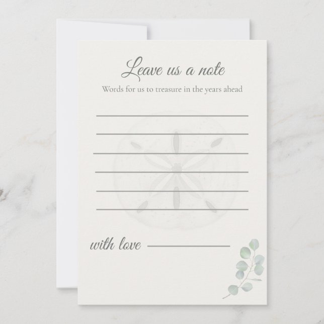 Cartes de message de mariage Dollar de sable | (Devant)