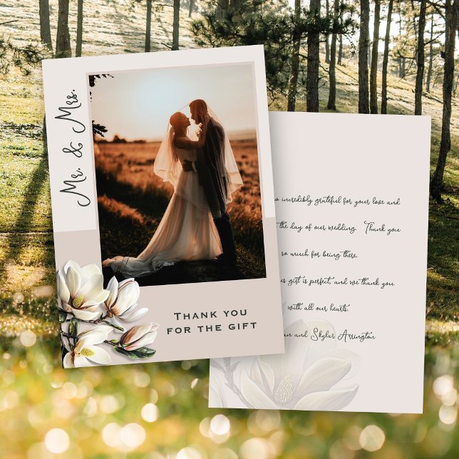 Cartes de message du Merci photo Mariage Magnolia (Créateur téléchargé)