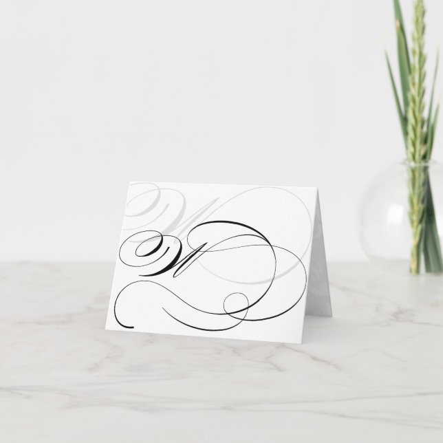 Cartes de monogramme initiale calligraphique noir  (Devant)