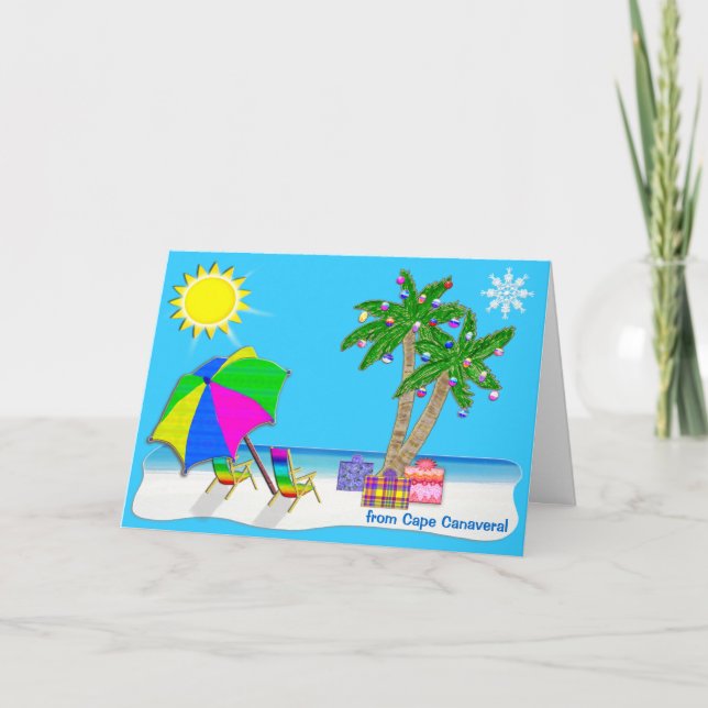 Cartes de Noël à thème de plage personnalisées (Devant)
