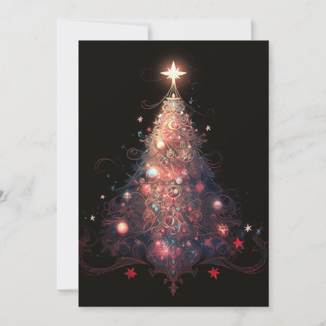 Cartes de Noël Abstraites - Joli sapin de Noël (Devant)