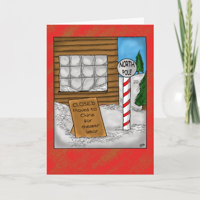 Cartes de Noël amusantes : Le Pôle Nord se déplace (Devant)