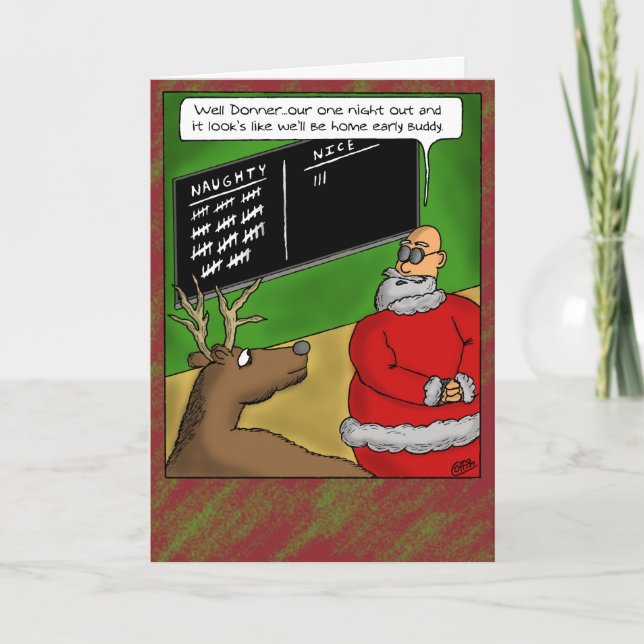 Cartes de Noël amusantes : Naughty et Nice (Devant)