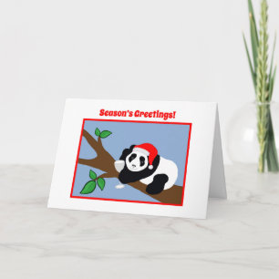 Cartes de Noël amusantes Panda Bear Père Noël avec