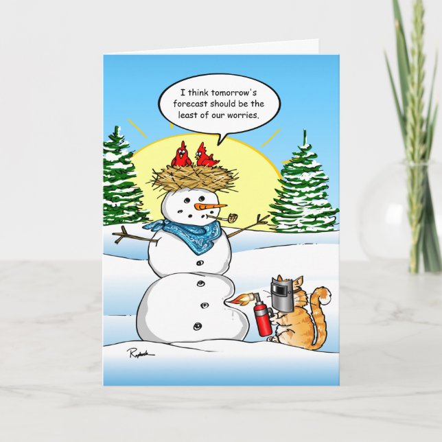 Cartes de Noël amusantes | Salutation Tabby Cat Ho (Devant)