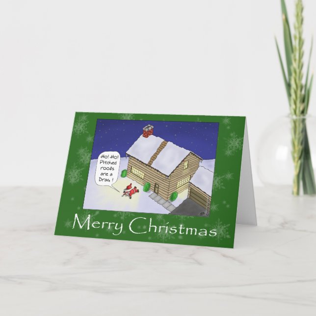 Cartes de Noël amusantes : Toits piqués (Devant)