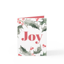 Cartes de Noël Aquarelle Botanique Holly