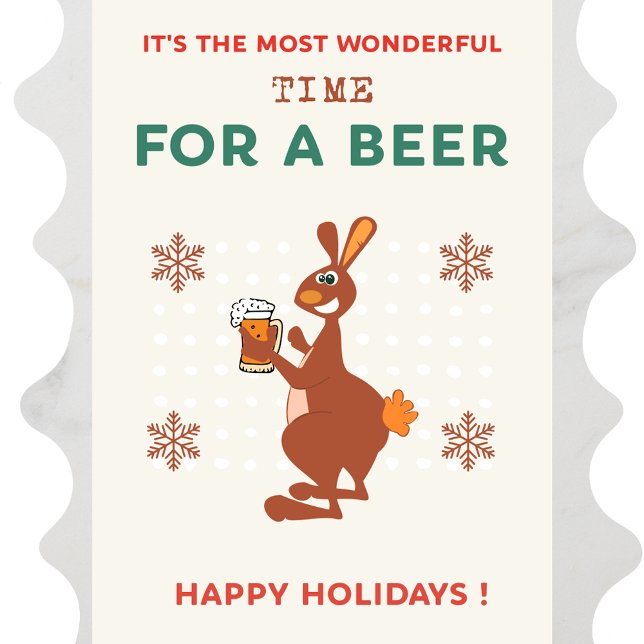 Cartes de Noël australiennes Funny Aussie Bière (Kangaroo-christmas-cards-Australian-Beer-1)
